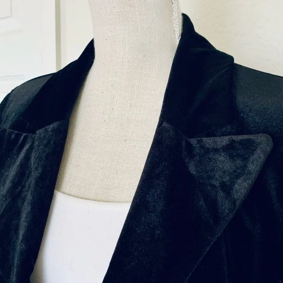 Nine West Cara Santana X Black Velvet Blazer Jacket - Picture 7 of 16